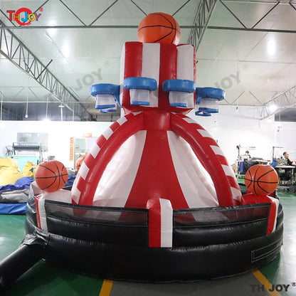 Fast Air Shipping 4m Dia 8 Hoops Basketball Play System Inflatable Basketball Shooting Toss Game Combo for Sale