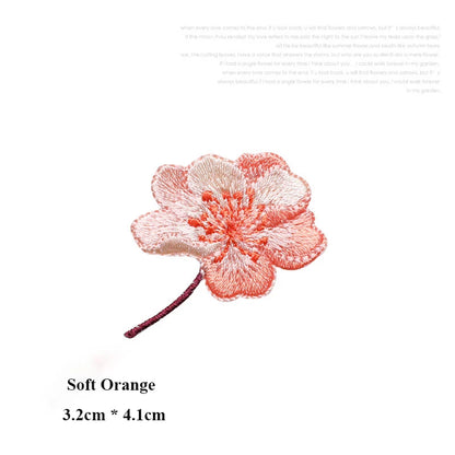 Small Begonia Blossoms Flower Patch Iron on Applique Floral Patch for Clothes Fabric Iron to Stick DIY Coat Jeans Accessories