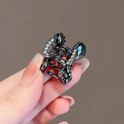 New Alloy Rhinestone Mini Hair Claw Clip Retro Crystal Bow Bangs Hair Clip Korean Shining Hair Crab Lady Apparel Accessory