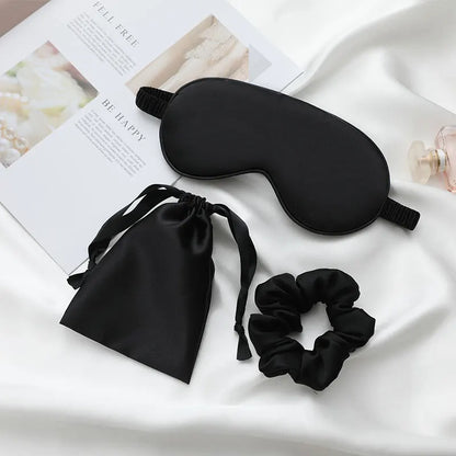 3Pcs Set Women Imitated Silk Sleep Eye Mask Eye Patches Face Mask Eyeshade Blindfold Travel Rest Eye Cover Night Eyeshade