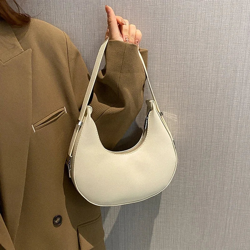 Fashion Luxury Design PU Leather Hobo Shoulder Bag Women Small Clutch Handbag Purse Female Underarm  Bag Travel Totes