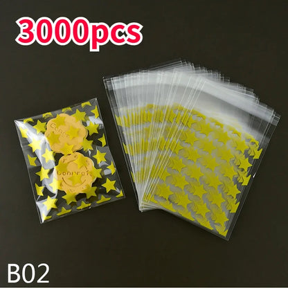 100/50pcs Transparent PE Star Jewelry Self-adhesive Bag Candy Card Holder Photo Animation Peripheral Storage Gift Bag Wholesale