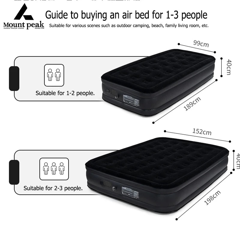 Interior Air Mattress Glamping Mats PVC Inflatable Sleeping Mattress Luxury 2 Person Camping Bed Mat Built-in Pump Thicken Mat