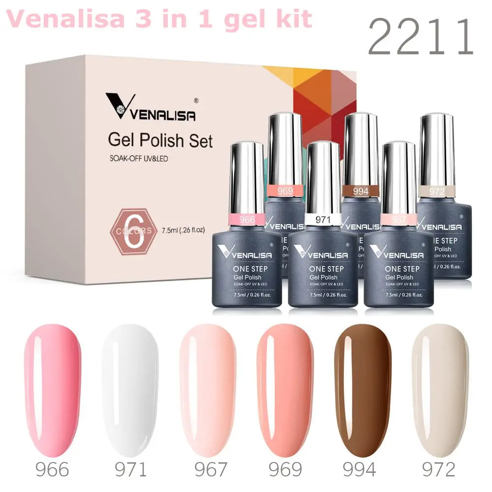 Venalisa Nail Gel Polish Kit Christmas Gift Winter Color Collection Semi Permanent New Learner Nude Pink Nail Varnish Set