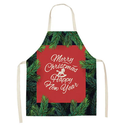 1Pcs Merry Christmas Apron for Woman Pinafore Cotton Linen Aprons 55x68cm Adult Bibs Kitchen Baking Cooking Accessories