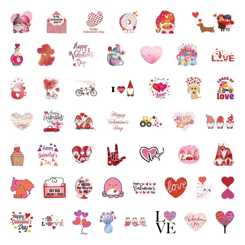 10/30/50Pcs Valentine's Day Stickers For Suitcase Skateboard Laptop Luggage Fridge Phone Car Styling DIY Decal Pegatinas