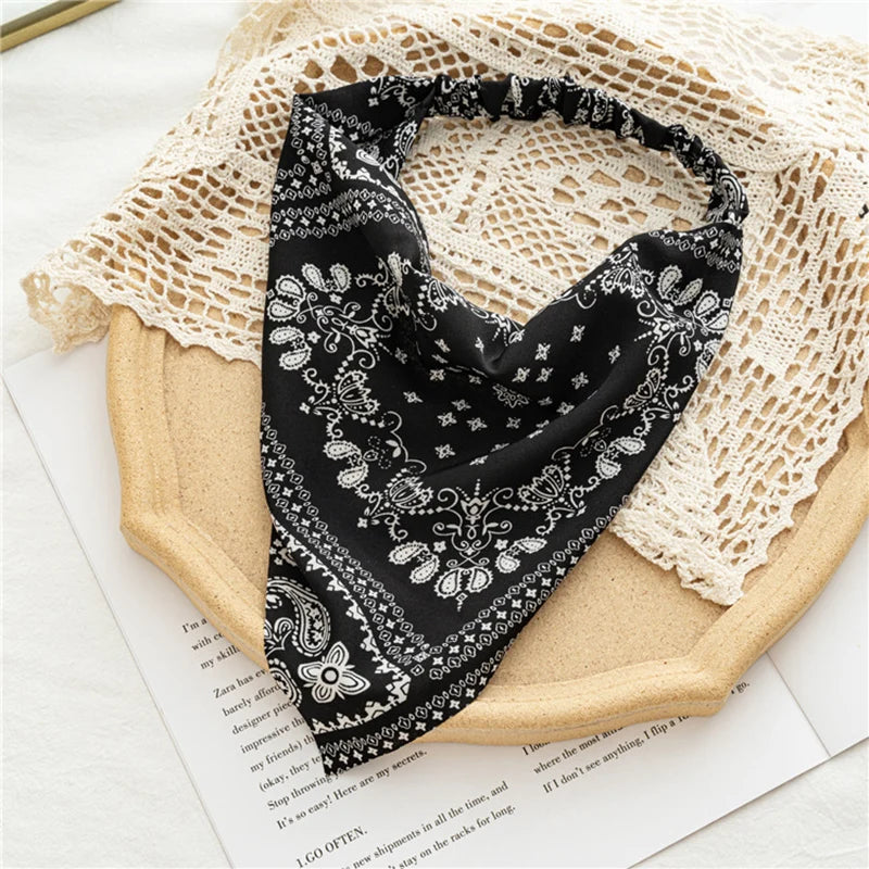 New Boho Triangle Bandanas Cotton Floral Print Elastic Hair Bands Headband Hairband Scrunchies Hair Scraf Girls Hair Accessories