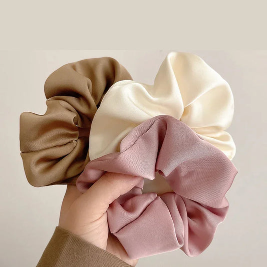 French Style Women Silk Scrunchie high sense Solid Color Hair Bands ladies Sports Dancing Ponytail Holder Hair Accessories Ties