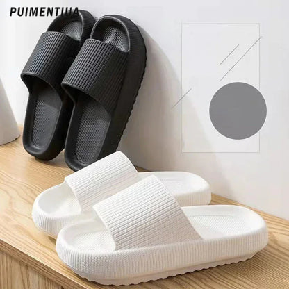 New Men Thick Bottom Slippers Platform Bathroom Slides Non Slip Trend Designer Shoes Ladies Female Mule Shoes Flip Flops Sandals