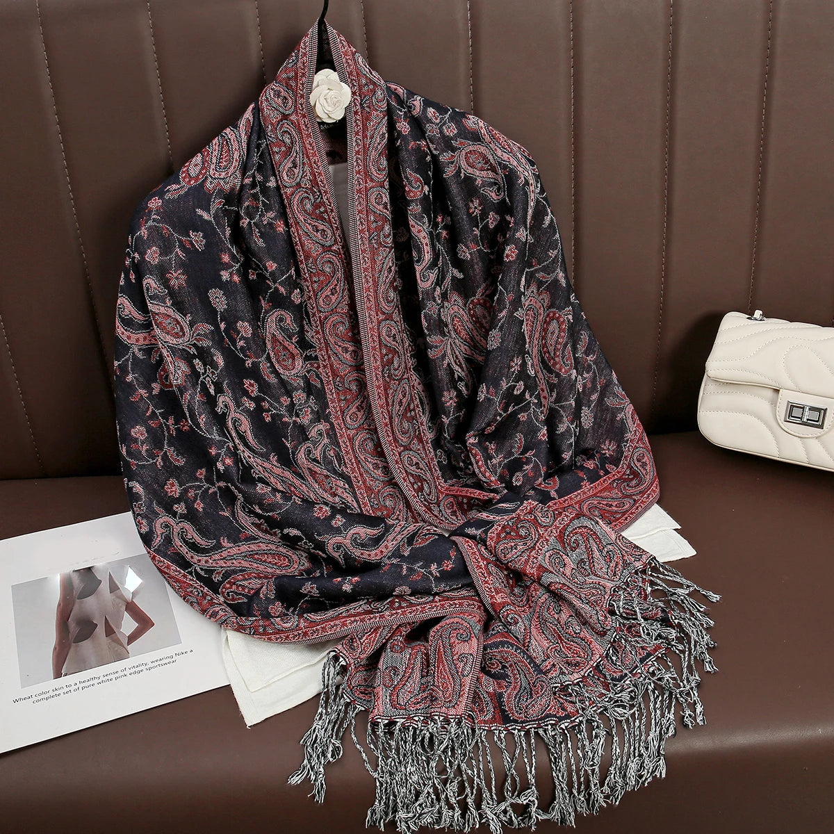 Tassel Blanket Design Thick Pashmina New Winter Warm Shawl Wrap Cashmere Scarf Women Neckerchief Poncho Stoles 2024