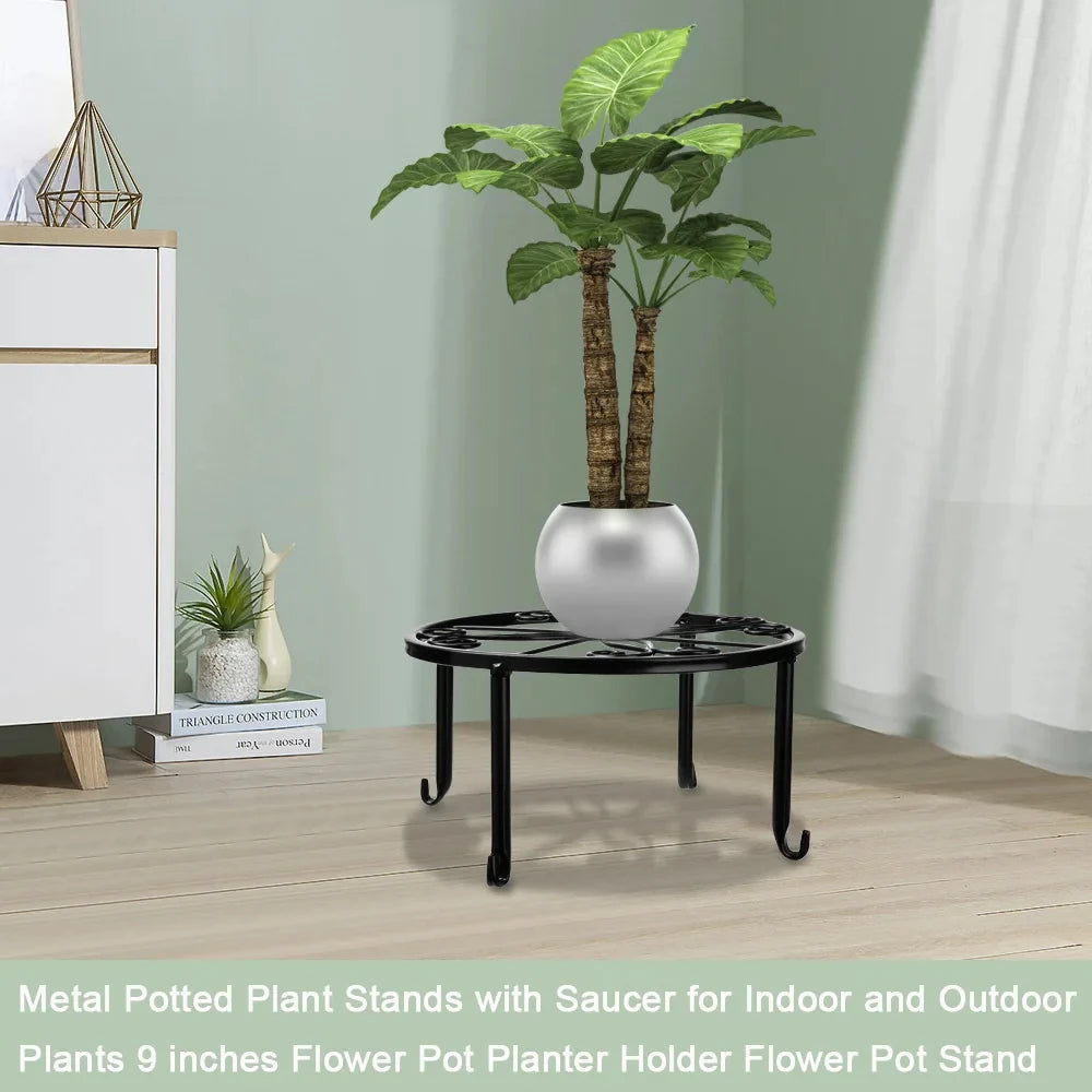 Metal Potted Plant Stands with Saucer for Indoor and Outdoor Plants 9 inches Flower Pot Planter Holder Flower Pot Stand