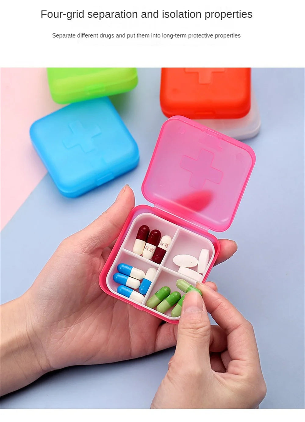 Mini Organizer Case 4 Grids Pill Box Tablet Pill Case Travel Drug Dispenser Storage Container Medicine Boxes Dispensing Medical