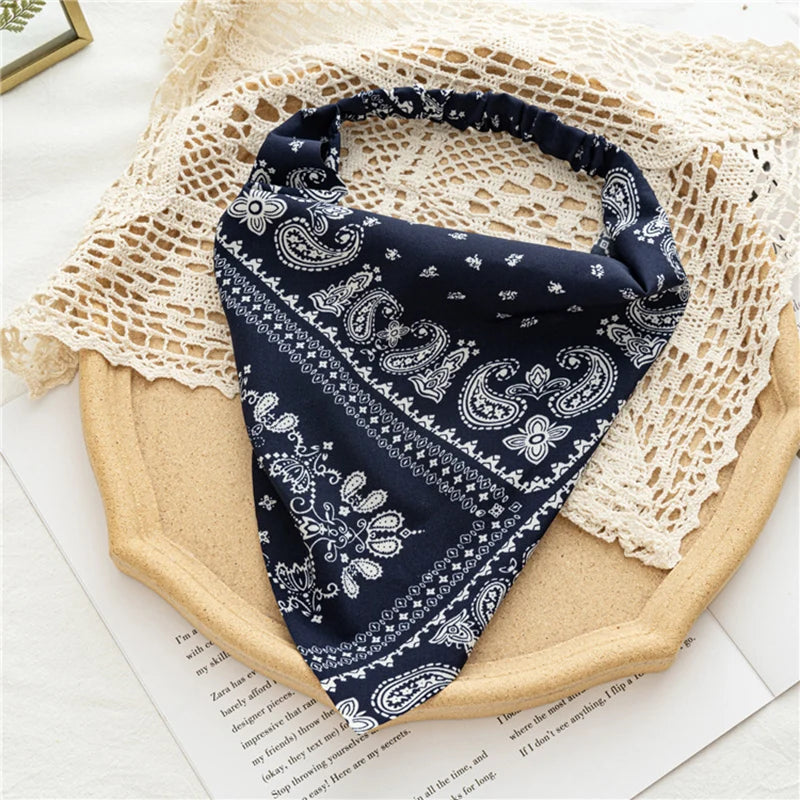 New Boho Triangle Bandanas Cotton Floral Print Elastic Hair Bands Headband Hairband Scrunchies Hair Scraf Girls Hair Accessories