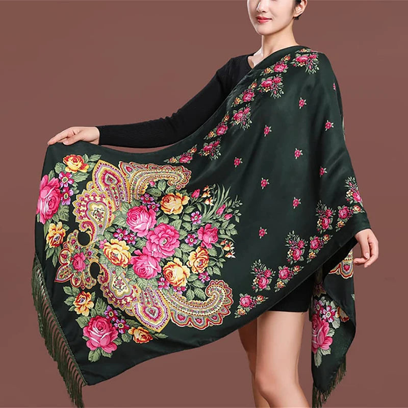 2023 Embroidery Shawls Female Designer Women Winter Scarf Pashmina Flower Bufandas Foulard Warm Hijab Wraps Travel Stoles