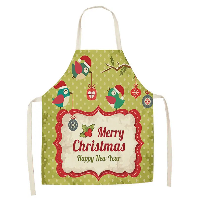 1Pcs Merry Christmas Apron for Woman Pinafore Cotton Linen Aprons 55x68cm Adult Bibs Kitchen Baking Cooking Accessories