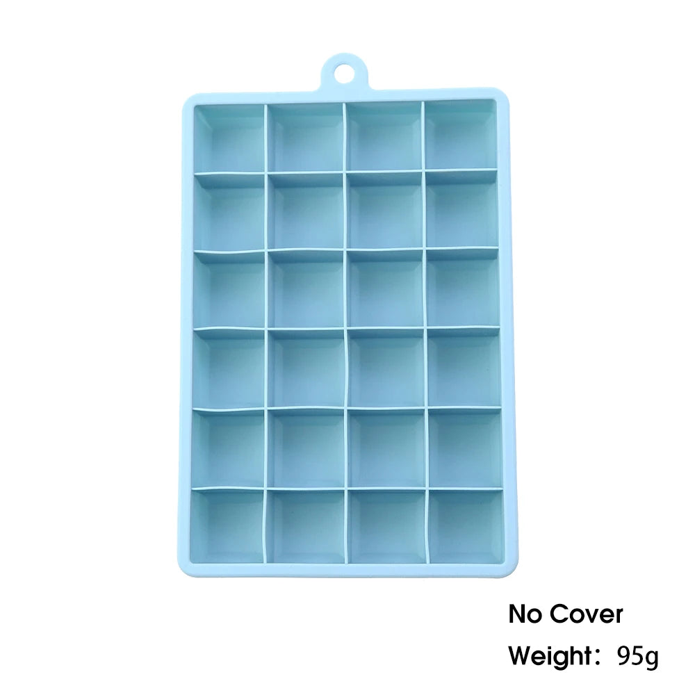 With Lid /No Lid 24-hole Silicone Ice Tray Square Box Auxiliary Food Puree Cheese Jelly Mold Bar Kitchen Tool Cocktail Cube