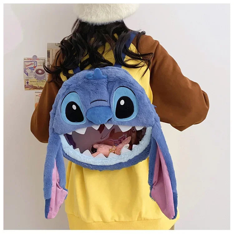 HOT Stitch See-through Bag Plush Doll Backpack Girls Large Capacity Cute Funny Backpack Anime Kawaii Cartoon School Bag Mochila