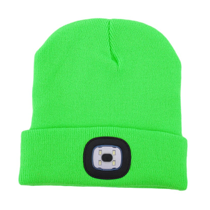 Unisex 4 LED Beanie Hat Hands Free Headlamp Cap for Men and Women Winter Knit Lighted Headlight Hats Portable Headlamp Torch