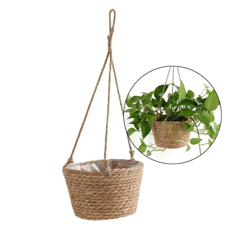 1 Set, Garden Hanging Planter Macrame Plant Storage Basket Jute Rope Woven Indoor Outdoor Flower Pot Holder Plant Hangers Home D