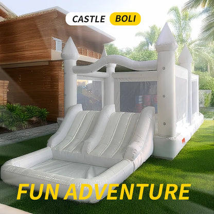 White Bounce House 5.6*3.3*3M Jumping Castle For Kids Bouncy House Withe For Children Outdoor Toys With Blower Slide