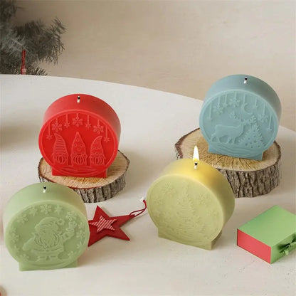 DIY Christmas Crystal Ball Silicone Mold Handmade Aroma Candles Plaster Molds Christmas Tree Snowman Elk Decoration Mould