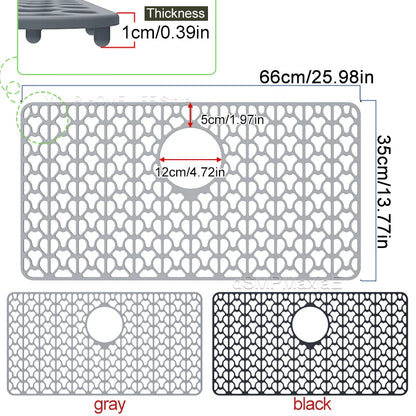 Silicone Sink Mat-Protectors for Kitchen Sink with Drain,Kitchen Sink Grid,Non-Slip Heat-Resistant Sink Mat for Bottom of sink