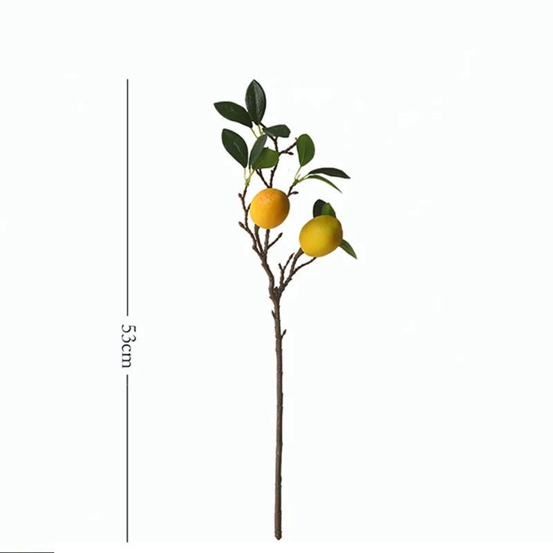 High quality Lemon fruit branch with green leaves Artificial flowers house table decor flores artificiales Photo Props