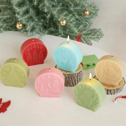 DIY Christmas Crystal Ball Silicone Mold Handmade Aroma Candles Plaster Molds Christmas Tree Snowman Elk Decoration Mould