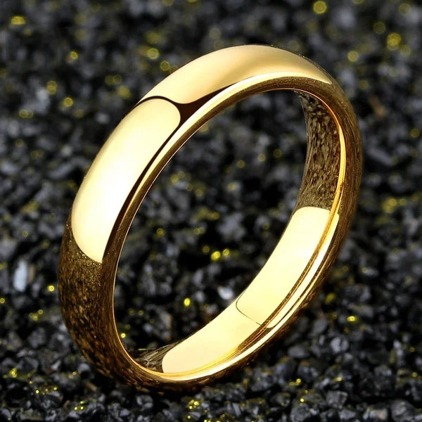 Stainless Steel Smooth Cambered Ring Steel Color 6mm Wide Simple Geometric Type Mens Ring Gold Rings for Women Jewellery