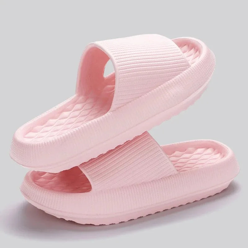 4cm Thick Platform Pillow Slippers Women 2024 Summer Eva Soft Sole Indoor Slides Woman Flat Non Slip Bathrooom Home Slippers