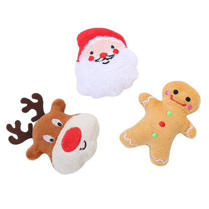 Pet Dog Plush Noise Chewing Toy Santa Elk Gingerbread Man Donut Cat Dog Christmas Series Cartoon Cute Puzzle Supplies