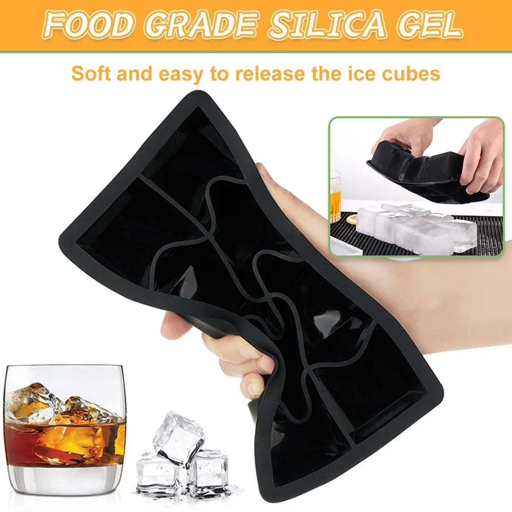 Ice Making Mold with Cover Silicone Ice Cube Foreign Wine Square Ice Hockey Model Ice Box Bar Whisky Ice Cube Kitchen Tools