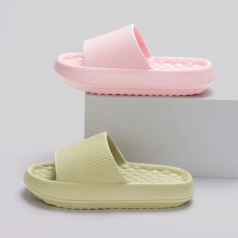 4cm Thick Platform Pillow Slippers Women 2024 Summer Eva Soft Sole Indoor Slides Woman Flat Non Slip Bathrooom Home Slippers