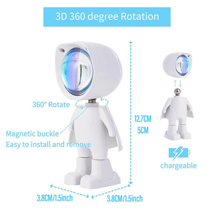 LED Astronaut Sunset Light Rainbow Projection Night Light USB Charging Touch Control for Bedroom and Game Room Decoration