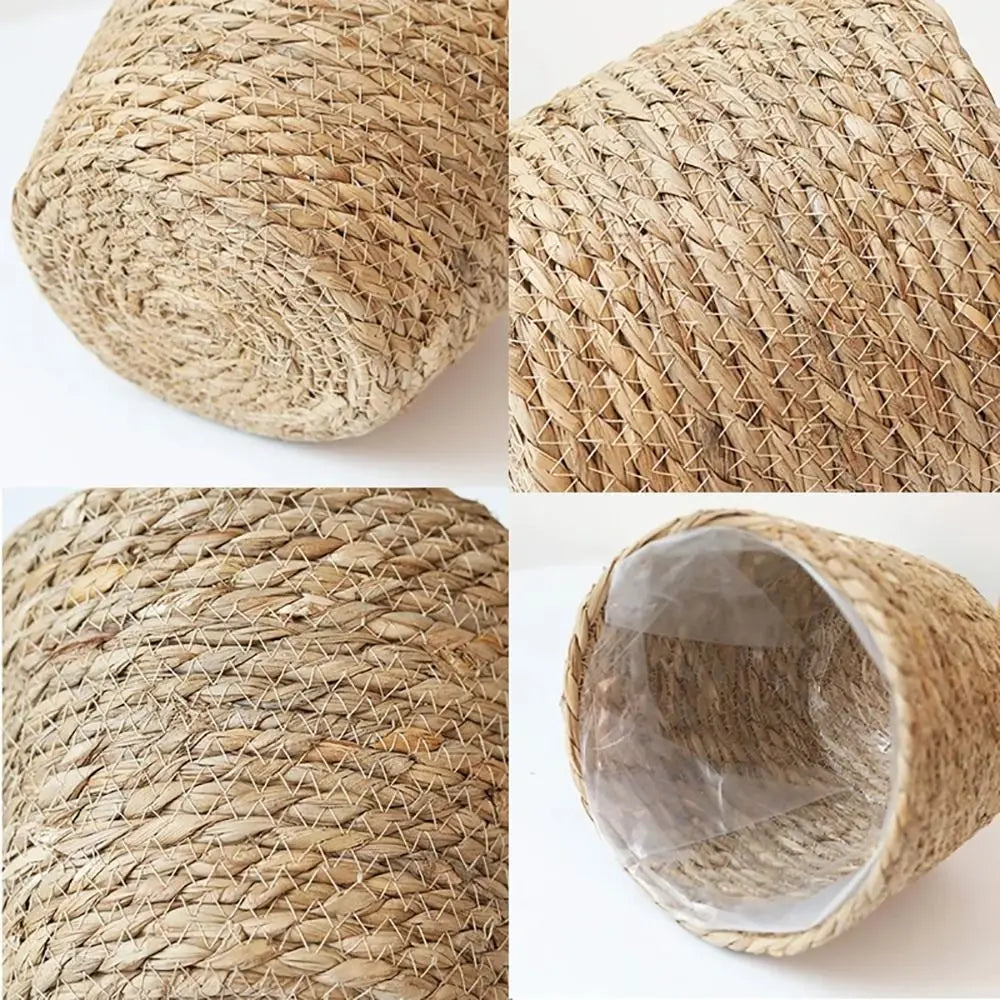 1Pc Grass Woven Flowerpot Mini/S/M/L Rattan Straw Flower Pot Basket Durable Planter Basket New Woven Plant Flower Basket