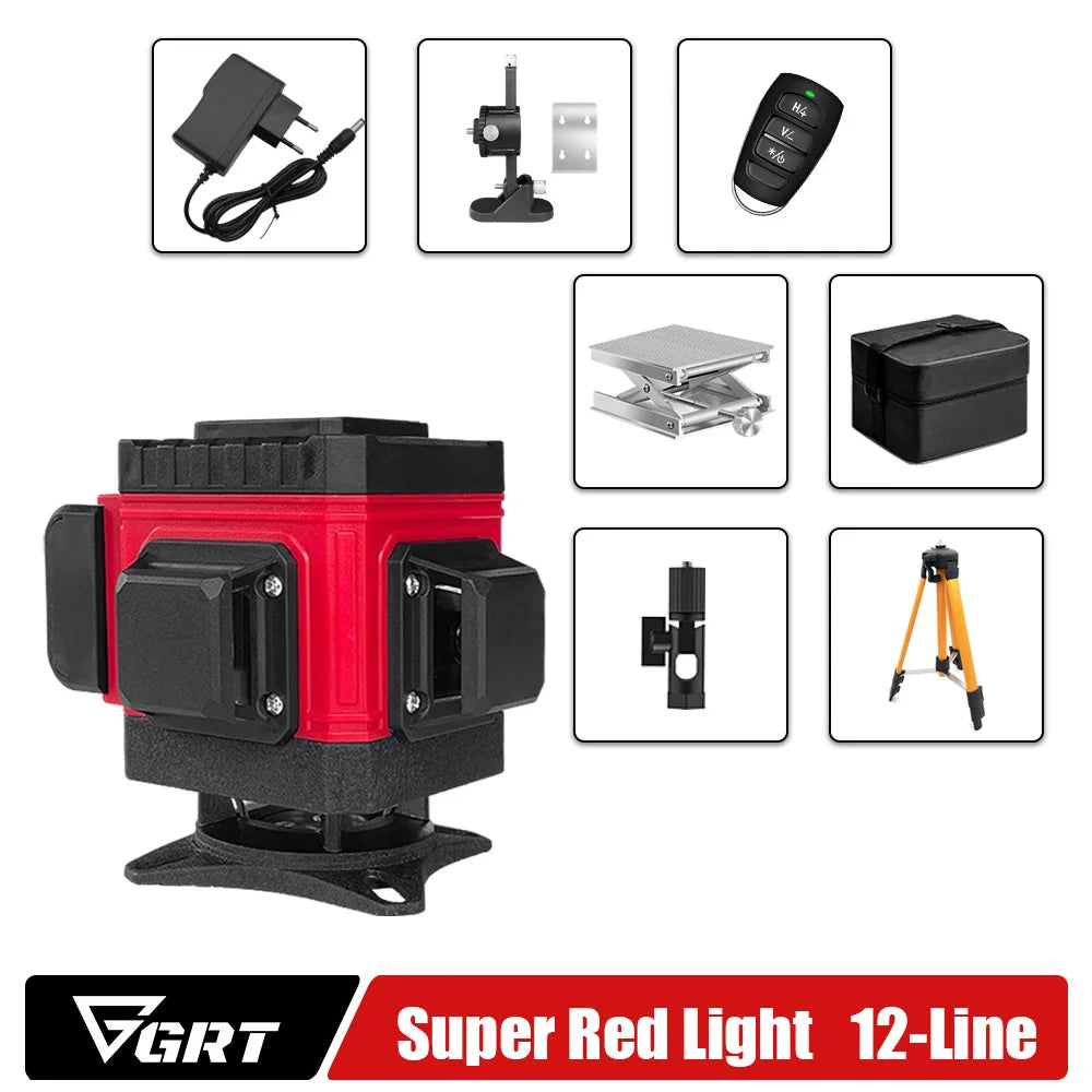 GRT Laser Level 16/12/8 Line Self Leveling 360 Horizontal and Vertical Cross Red Laser Beam Measuring Tool Лазерный уровень