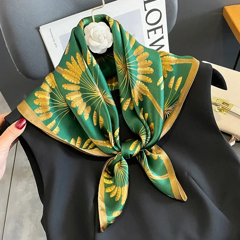 2025 Spring Summer New Square Silk Scarf Women 70*70cm Outdoor Hair Decorate Small Headscarf Soft Luxuy Silky Scarf Lady Hijab