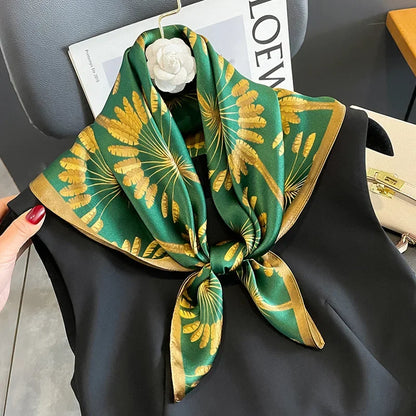 2025 Spring Summer New Square Silk Scarf Women 70*70cm Outdoor Hair Decorate Small Headscarf Soft Luxuy Silky Scarf Lady Hijab