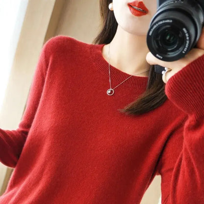 Women Sweater O-neck Autumn Winter BasicPullover Warm Casual Pulls Jumpers Korean FashionSpring Knitwear Bottoming Shirt 2023