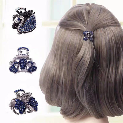 Mini Swan Rhinestone Hair Claw For Women Retro Diamond Crown Bowknot Hair Grip Small Hairpins Girl Hair Accessories