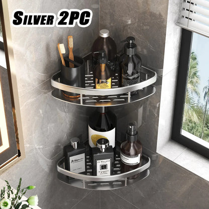 Bathroom Shelf Aluminum Alloy Shampoo Rack Makeup Storage Organizer Shower Shelf Bathroom Accessories No Drill Wall Corner Shelf