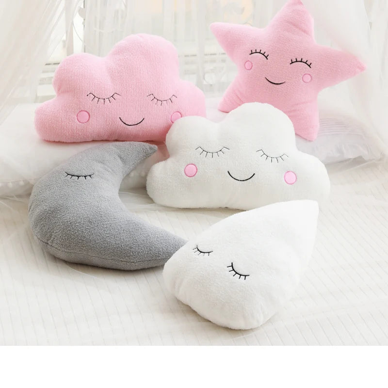 New Stuffed Cloud Moon Star Raindrop Plush Pillow Soft Cushion Toys For Children Baby Kids Girl Christmas Gift Room Car Decor