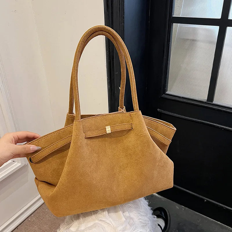 2025 New Suede Leather Underarm Shoulder Bag For Women Fashion Large Capacity Handbag Design Wedding Commuter Crossbody Tote Bag