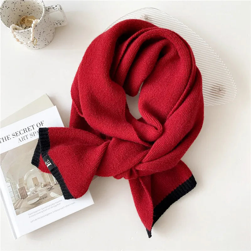 2022 Fashion Soft Woolen Yarn Knitted Scarf Unisex Winter Plain Klein Blue Warm Thick Neckerchief Foulards Stole Bufandas Hijab