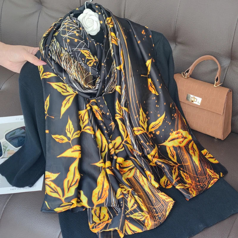 180*90cm Luxury Brand Women Summer Silk Scarves Shawls Lady Wraps Soft Female Geometry Beach Stole Bandanna Foulard Muffler