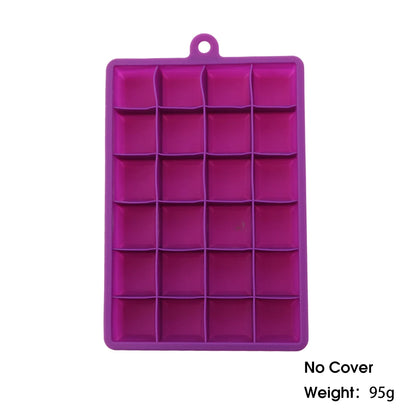 With Lid /No Lid 24-hole Silicone Ice Tray Square Box Auxiliary Food Puree Cheese Jelly Mold Bar Kitchen Tool Cocktail Cube