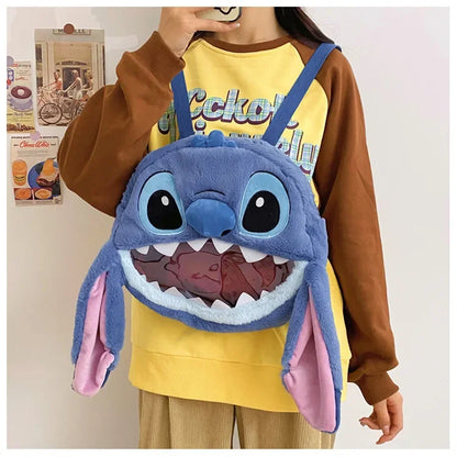 HOT Stitch See-through Bag Plush Doll Backpack Girls Large Capacity Cute Funny Backpack Anime Kawaii Cartoon School Bag Mochila