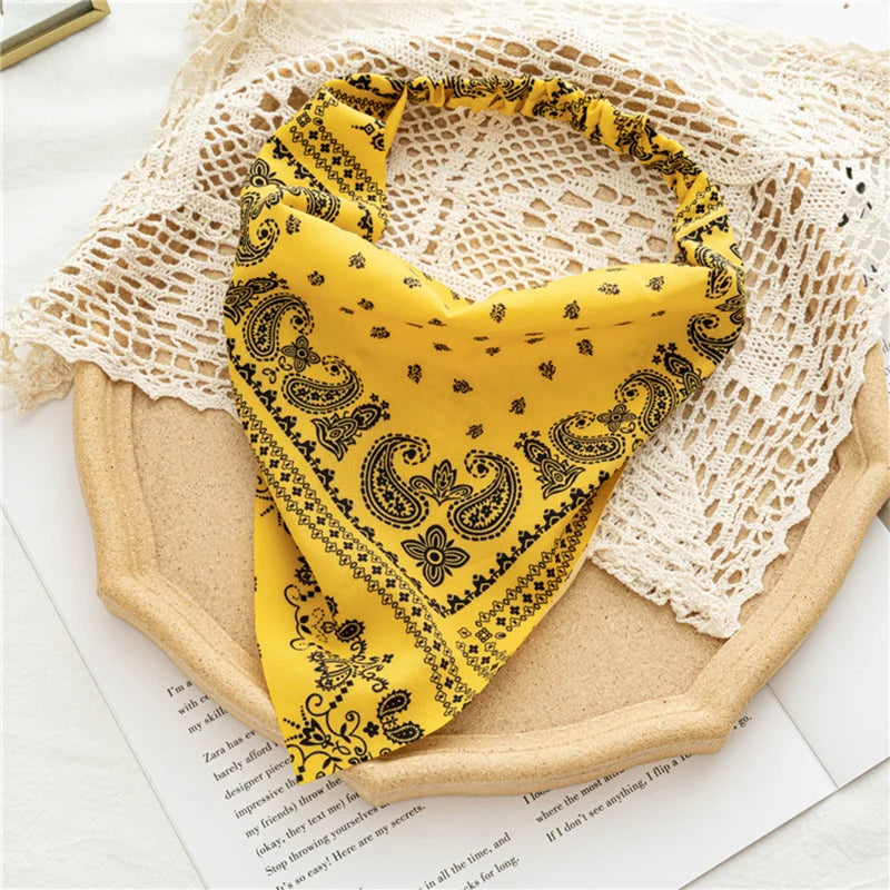 New Boho Triangle Bandanas Cotton Floral Print Elastic Hair Bands Headband Hairband Scrunchies Hair Scraf Girls Hair Accessories