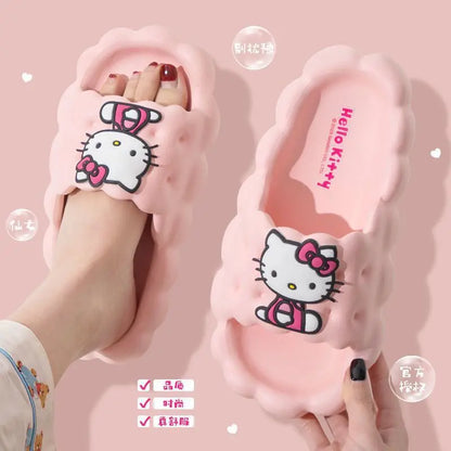 Sanrio Hello Kitty Anime Slippers Kuromi Women Indoor Slippers Comzy Anti-Slip House Flat Slipper Couples Slides Spring Summer