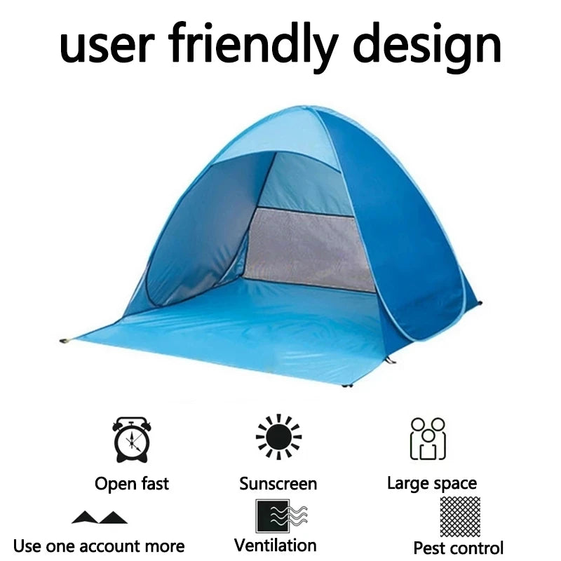 Quick Automatic Opening beach tent sun shelter UV-protective tent shade lightwight pop up open for outdoor camping fishing